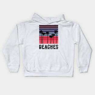 minimalistic pink summer palm tree beach Kids Hoodie